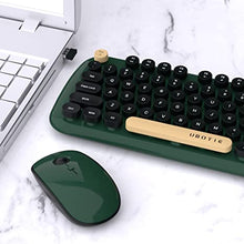 Load image into Gallery viewer, Colorful Wireless Computer Keyboards Mouse Combos, UBOTIE Polychrome Round Keycaps Retro PC Keyboards 2.4GHz Radio Frequency Connection with Optical Mouse(Green-Black)