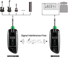 Load image into Gallery viewer, SWIFF High-Grade Electronic Guitar Wireless System Rechargeable Guitar Transmitter Receiver Support Multi Channels and 5.5 Hours Long Battery Life for all Electric Musical Instruments