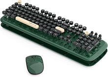 Load image into Gallery viewer, Colorful Wireless Computer Keyboards Mouse Combos, UBOTIE Polychrome Round Keycaps Retro PC Keyboards 2.4GHz Radio Frequency Connection with Optical Mouse(Green-Black)