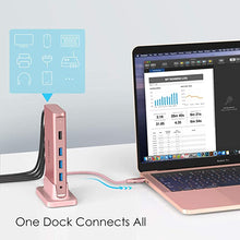 Load image into Gallery viewer, LENTION USB C Docking Station with 100W PD, 4K HDMI, Gigabit Ethernet, USB 3.0/2.0 & Aux Adapter Compatible 2021-2016 MacBook Pro, Mac Air/Surface, More, Stable Driver Certified (CB-D53, Rose Gold)
