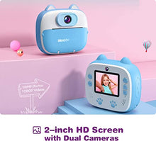 Load image into Gallery viewer, Dragon Touch Instant Print Kids Camera, InstantFun2 Digital Camera with Dual Camera Lens, Print Paper, Cartoon Sticker, Color Pens and Camera Bag for Girls and Boys?Blue?