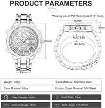 Load image into Gallery viewer, GOLDEN HOUR Luxury Stainless Steel Analog Digital Watches for Men Male Outdoor Sport Waterproof Big Heavy Wristwatch