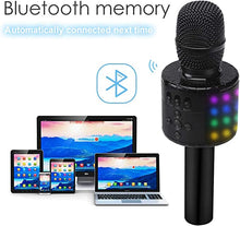 Load image into Gallery viewer, BONAOK Wireless Bluetooth Karaoke Microphone with Controllable LED Lights, Portable Handheld Karaoke Speaker Machine Birthday Home Party for All Smartphone(Q78 Black)
