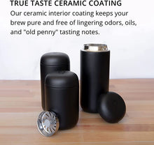 Load image into Gallery viewer, Fellow Carter Move Travel Mug - Vacuum-Insulated Stainless Steel Coffee and Tea Tumbler with Ceramic Interior and Splash Guard, Matte Black, 12 oz Cup