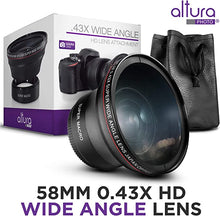 Load image into Gallery viewer, 58MM 0.43x Altura Photo Professional HD Wide Angle Lens (w/Macro Portion) for Canon EOS 70D 77D 80D 90D Rebel T8i T7 T7i T6i T6s T6 SL2 SL3 DSLR Cameras