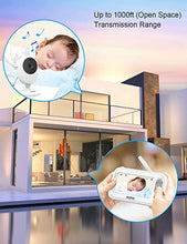 Load image into Gallery viewer, Baby Monitor with Camera and Audio 4.3 Inches LCD Split Screen 1000ft Range Rechargeable Battery Temperature Detection Baby Crying Detection Night Vision 2-Way Audio