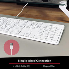 Load image into Gallery viewer, Macally Slim USB Wired Keyboard for Mac and Windows PC - Full Size 104 Key Layout & 16 Shortcut Keys - Compatible Wired Apple Keyboard with Numeric Keypad and Scissor Keycaps for Smooth Typing