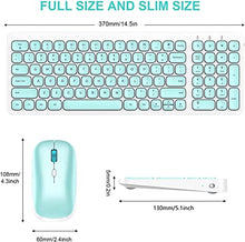 Load image into Gallery viewer, Wireless Keyboard Mouse Combo, cimetech Compact Full Size Wireless Keyboard and Mouse Set Less Noise Keys 2.4G Ultra-Thin Sleek Design for Windows, Computer, PC, Notebook, Laptop - (Aqua Green)