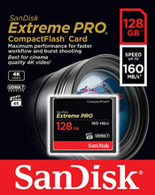 Load image into Gallery viewer, SanDisk Extreme PRO 128GB CompactFlash Memory Card UDMA 7 Speed Up To 160MB/s- SDCFXPS-128G-X46