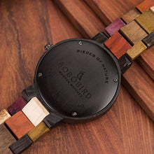 Load image into Gallery viewer, Men Wooden Watches Colorful Bamboo Watches Week & Date Display Quartz Couples Watches Handmade Casual Multifunction Wood Wristwatch for Men