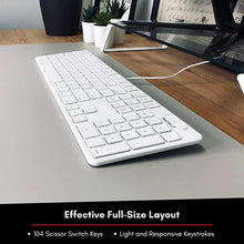 Load image into Gallery viewer, Macally Slim USB Wired Keyboard for Mac and Windows PC - Full Size 104 Key Layout & 16 Shortcut Keys - Compatible Wired Apple Keyboard with Numeric Keypad and Scissor Keycaps for Smooth Typing