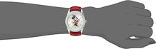 Load image into Gallery viewer, Disney Minnie Mouse Women's Silver Alloy Glitz Watch, Red Leather Strap, W002762
