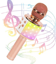 Load image into Gallery viewer, JMFinger Karaoke Microphone for Kids and Adults, Wireless Portable Handheld Bluetooth Microphone with LED Lights - Best Gifts (Rose Gold)