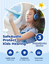 Load image into Gallery viewer, iClever BTH12 Wireless Kids Headphones, Colorful LED Lights Kids Headphones with 74/85/94dB Volume Limited Over Ear, 40H Playtime, Bluetooth 5.0, Built-in Mic for School/Tablet/PC/Airplane, Blue