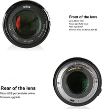 Load image into Gallery viewer, Meike 85mm f1.8 Large Aperture Full Frame Auto Focus Telephoto Lens for Canon EOS EF Mount Digital SLR Camera Compatible with APS C Bodies Such as 1D 5D3 5D4 6D 7D 70D 550D 80D