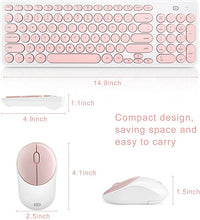 Load image into Gallery viewer, Wireless Keyboard and Mouse Combo, FD iK6630 2.4GHz Cordless Cute Round Key Set Whisper-Quiet Slim Combo for Laptop, Computer,TV and Mac (Salmon Pink & White)