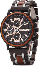 Load image into Gallery viewer, BOBO BIRD S18-1 Mens Wood Watch Stylish Wooden Stainless Steel Combined Chronograph with Luminous Pointers Fashion Timepiece for Men