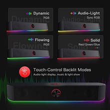 Load image into Gallery viewer, Redragon GS560 Adiemus RGB Desktop Soundbar, 2.0 Channel Computer Speaker with Dynamic Lighting Bar Audio-Light Sync/Display, Touch-Control Backlit with Volume Knob, USB Powered w/ 3.5mm Cable