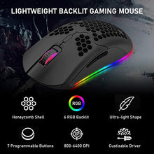 Load image into Gallery viewer, Wired Gaming Mouse with 16,000 DPI Optical Sensor Chroma RGB Lighting,69g Lightweight Honeycomb Shell,Ultraweave Cable,7 Programmable Buttons for PC Gamer (Black)
