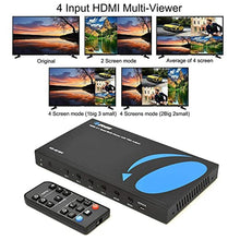 Load image into Gallery viewer, Quad Multi HDMI Viewer 4 in 1 Out by OREI HDMI Switcher 4 Ports Seamless Switcher and IR Remote Support 1080P for PS4/PC/DVD/Security Camera, HDMI Switch VGA Output - HD-401MV