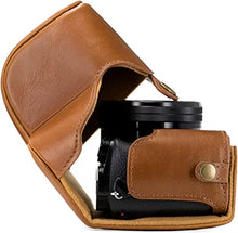 Load image into Gallery viewer, MegaGear "Ever Ready" Leather Camera Case û Easy to Install, Tripod and Peripheral Friendly Accessory û Compatible with Sony Alpha A6000, A6300 (Light Brown)