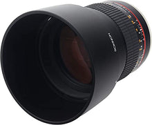 Load image into Gallery viewer, Rokinon AE85M-C 85mm F1.4 Aspherical Lens with Built in AE Chip for Canon DSLR Cameras (Black)