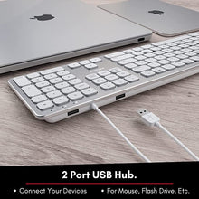 Load image into Gallery viewer, Macally USB Wired Keyboard for Mac - Compatible Apple Keyboard with USB Hub (2X Ports) - Full-Size Mac Keyboard with Number Pad - Plug & Play for MacBook Pro/Air, iMac - Aluminum Frame