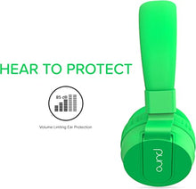 Load image into Gallery viewer, PuroBasic Volume Limiting Wired Headphones for Kids, Boys, Girls 2+ Foldable & Adjustable Headband w/Microphone, Compatible with iPad, iPhone, Android, PC & Mac – by Puro Sound Labs, Green