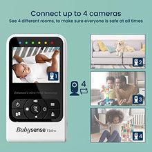 Load image into Gallery viewer, New Babysense Video Baby Monitor with Camera and Audio, Long Range, Room Temperature, Infrared Night Vision, Two Way Talk Back, Lullabies and High Capacity Battery, Model V24R