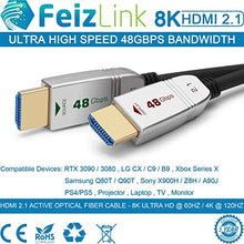 Load image into Gallery viewer, FeizLink 8K HDMI 2.1 Fiber Cable 30ft 4K 120Hz 8K 60Hz 48Gbps Dynamic HDR10 / eARC/HDCP 2.3 Compatible with RTX 3080 3090 Xbox Series X PS5 LG C9 Samsung Q90T TCL Sony