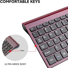Load image into Gallery viewer, Wireless Keyboard Mouse Combo, cimetech Compact Full Size Wireless Keyboard and Mouse Set 2.4G Ultra-Thin Sleek Design for Windows, Computer, Desktop, PC, Notebook - (Wine red)