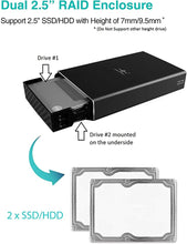Load image into Gallery viewer, Vantec Nexstar GX USB 3.0 Dual 2.5" SATA SSD/HDD RAID Enclosure, Black (NST-272S3-BK)