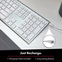 Load image into Gallery viewer, Macally Wireless Bluetooth Keyboard with Numeric Keypad - Multi Device Keyboard for Mac Pro/Mini, Apple iMac, MacBook, Laptop, Computer Windows PC. Android, Smartphones, Tablets (Aluminum Silver)