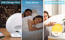 Load image into Gallery viewer, Wake Up Light Sunrise Alarm Clock for Kids, Heavy Sleepers, Bedroom, with Sunrise Simulation, Sleep Aid, Dual Alarms, FM Radio, Snooze, Nightlight, Daylight, 7 Colors, 7 Natural Sounds, Ideal for Gift