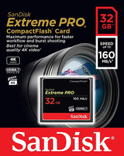 Load image into Gallery viewer, SanDisk 32GB Extreme PRO CompactFlash Memory Card UDMA 7 Speed Up To 160MB/s - SDCFXPS-032G-X46