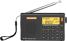 Load image into Gallery viewer, SIHUADON R108 Portable Radio AM FM SW LW Airband Full Band DSP Radio Battery Operated with Headphone Antenna Jack Sleep Time and Alarm Clock 500 Memory Preset Good Gift for Parents by RADIWOW (Black)