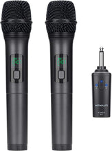 Load image into Gallery viewer, KITHOUSE K380A Wireless Microphone Karaoke Microphone Wireless Mic Dual with Rechargeable Bluetooth Receiver System Set - UHF Handheld Cordless Microphone for Singing Speech Church(Elegant Black)