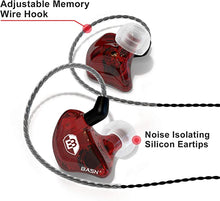 Load image into Gallery viewer, BASN Bsinger BC100 in Ear Monitor Headphones Universal Fit Noise Isolating IEM Earphones for Musicians Singers Studio Audiophiles (Red)