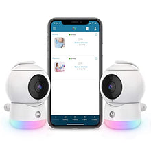 Load image into Gallery viewer, Motorola Peekaboo Twin Cameras WiFi 1080p Video Baby Monitor - Multi-Color Night Light, Two-Way Audio, Infrared Night Vision – 360 Degree Remote Pan Scan and Digital Zoom/Tilt, Soothing Sounds