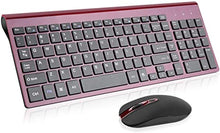 Load image into Gallery viewer, Wireless Keyboard Mouse Combo, cimetech Compact Full Size Wireless Keyboard and Mouse Set 2.4G Ultra-Thin Sleek Design for Windows, Computer, Desktop, PC, Notebook - (Wine red)
