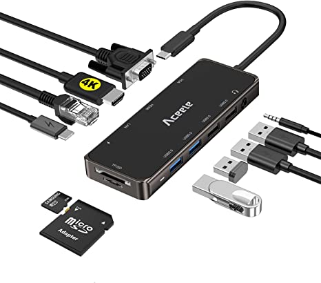 NOVOO USB C Docking Station Dual Monitor HDMI for Dell HP Laptop Type USB C  Hub Multiport Adapter Thunderbolt 3 USB-C Dongle to 2 HDMI 4K Ethernet 4