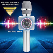 Load image into Gallery viewer, BONAOK Wireless Bluetooth Karaoke Microphone,3-in-1 Portable Handheld Karaoke Mic Speaker Machine Home Party Birthday for All Smartphones PC(Q37 Silver)