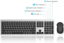 Load image into Gallery viewer, Wireless Keyboard and Mouse Combo - seenda Full Size Slim Thin Wireless Keyboard Mouse with On/Off Switch on Both Keyboard and Mouse - (Black and Silver)