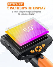 Load image into Gallery viewer, Teslong Dual Lens Inspection Camera with Light, Digital Industrial Borescope, Video Endoscope, Scope Camera, 5" IPS Screen, 16.4ft Flexible Probe, 1080p, Tool for Home, Pipe, Automotive (Waterproof)
