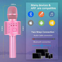 Load image into Gallery viewer, BONAOK Wireless Bluetooth Karaoke Microphone,3-in-1 Portable Handheld Karaoke Mic Speaker Machine Home Party Birthday for All Smartphones PC(Q37 Pink)