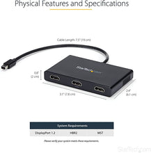 Load image into Gallery viewer, StarTech.com 3 Port Mini DisplayPort MST Hub - 4K 30Hz - Mini DP to HDMI Video Splitter for Multiple Monitors - mDP to HDMI (MSTMDP123HD) Black