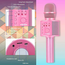 Load image into Gallery viewer, BONAOK Wireless Bluetooth Karaoke Microphone,3-in-1 Portable Handheld Karaoke Mic Speaker Machine Home Party Birthday for All Smartphones PC(Q37 Pink)