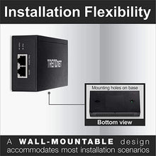 Load image into Gallery viewer, TRENDnet Gigabit Ultra PoE+ Injector, Supplies PoE (15.4W), PoE+(30W) Or Ultra PoE(60W), Network A PoE Device Up To 100m(328 ft), Supports IEEE 802.3af,802.at,Ultra PoE, Plug & Play, Black, TPE-117GI