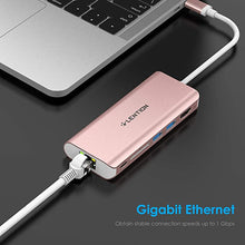 Load image into Gallery viewer, LENTION USB C Hub with 4K HDMI, SD Card Reader, 2 USB 3.0, Type C Charging & Gigabit Ethernet Compatible 2021-2016 MacBook Pro, New Mac Air/Surface, More, Stable Driver Adapter (CB-C68, Rose Gold)