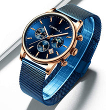 Load image into Gallery viewer, CRRJU Men's Watches Auto Date Chronograph Watch Men Sports Watches Waterproof 30M Full Steel Quartz with Mesh Strap